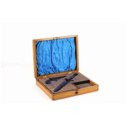 19th C. Quarter Sawn Oak Gambler Pistol Knife Case