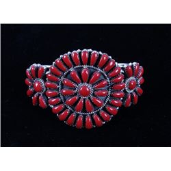 Navajo Sterling & Coral Petite Point Bracelet