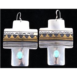 Navajo T&R Singer Sterling & Turquoise Earrings