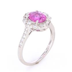 Purplish Pink Sapphire & VS1 Diamond PT950 Ring