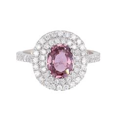 Purplish Pink Sapphire & Diamond 18K Ring