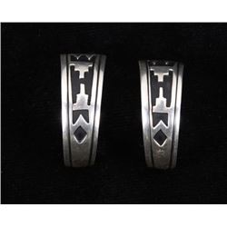 Navajo T&R Singer Hand Stamped Sterling Earrings