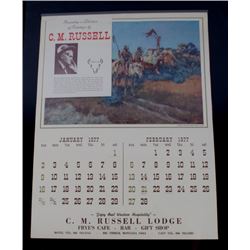 1977 Charlie Russell Calendar From Big Timber MT