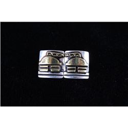 Navajo T&R Singer Gold Overlay Sterling Earrings