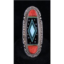 Navajo Signed Sterling Inlayed Ring Of Night Sky