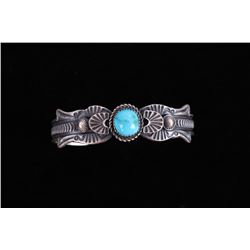 Navajo EL Billah Kingman Turquoise Silver Bracelet