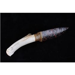 Tiger Striped Mahogany Obsidian Knap Antler Knife