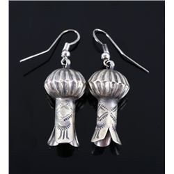 Navajo Chris Hale Sterling Silver Stamped Earrings