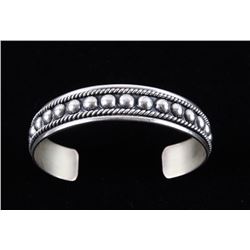 Navajo Sterling Silver Inlaid Border Bracelet