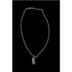 Sterling Silver & Large Opal Pendant Necklace