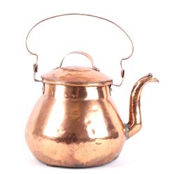 1800's Large Goose Neck Dovetail Copper Kettle