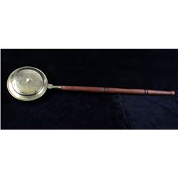 Brass & Copper Bed Warming Pan On Wood Handle