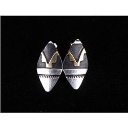 Navajo T&R Singer Gold Overlay Sterling Earrings