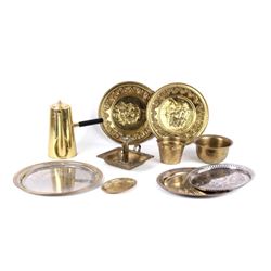 Valmazan Brass Candlestick, Kettle, Bowls, & Trays