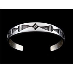 Navajo Temé Sterling Silver Cast Heart Bracelet