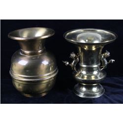 Brass Oriental Urn & Vintage Brass Spittoon
