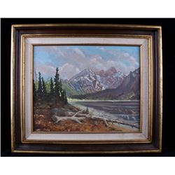 Ralph Mason Mountain Lake Acrylic Painting