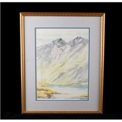 Alice Ryniker ‘94 Watercolor Mountains & Lake