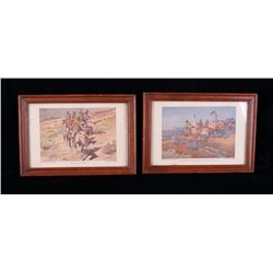 Pair of Charlie Russell Prints by Trails End Pub.