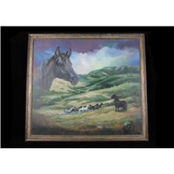 Original Carol Newbury Wild Horses Oil Painting