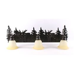 Rustic Moose & Pine 3-Light Vanity Fixture