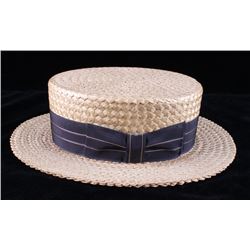 1920's Straw Boater Hat From The Hat Box Butte MT.