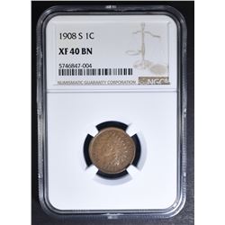 1908-S INDIAN CENT NGC XF-40 BN