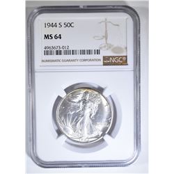 1944-S WALKING LIBERTY HALF DOLLAR NGC MS-64