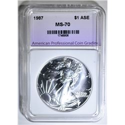 1987 AMERICAN SILVER EAGLE, APCG PERFECT GEM BU