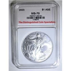 2003 AMERICAN SILVER EAGLE, TDCS PERFECT GEM BU