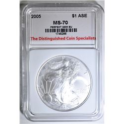 2005 AMERICAN SILVER EAGLE, TDCS PERFECT GEM BU