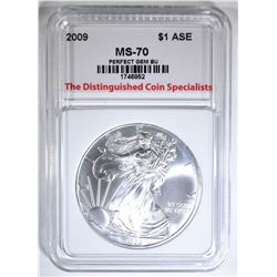 2009 AMERICAN SILVER EAGLE, TDCS PERFECT GEM BU