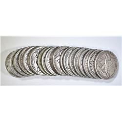 ROLL CIRC MIXED DATE WALKING LIBERTY HALF DOLLARS