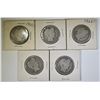Image 1 : LOT OF 5 MIXED DATE BARBER HALF DOLLARS