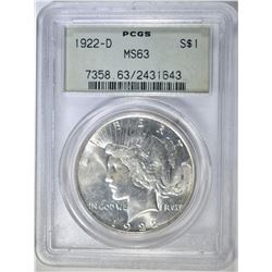 1922-D PEACE DOLLAR PCGS MS-63