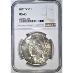 1922-S PEACE DOLLAR NGC MS-63