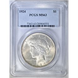 1924 PEACE DOLLAR PCGS MS-63