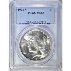 1924-S PEACE DOLLAR PCGS MS-63