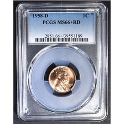 1958-D LINCOLN CENT  PCGS MS-66+ RD