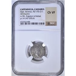 AD 193-211 SEPT. SEVERUS AR DRACHM NGC CH VF