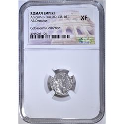 AD 138-161 ANTONINUS PIUS AR DENARIUS NGC XF