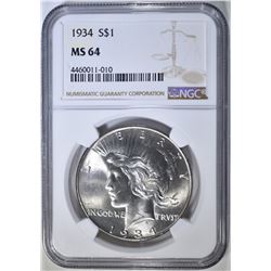 1934 PEACE DOLLAR NGC MS-64