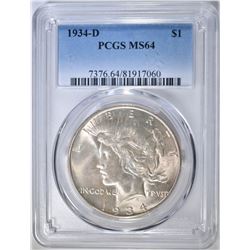 1934-D PEACE DOLLAR PCGS MS-64