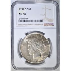 1934-S PEACE DOLLAR NGC AU-58