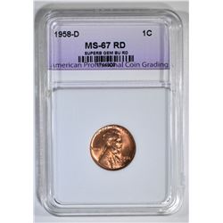 1958-D LINCOLN CENT, APCG SUPERB GEM BU RD