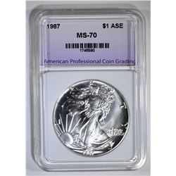 1987 AMERICAN SILVER EAGLE, APCG PERFECT GEM BU