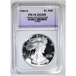 1990-S AM SILVER EAGLE APCG PERFECT GEM PROOF DCAM