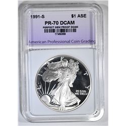 1991-S AM SILVER EAGLE APCG PERFECT GEM PROOF DCAM