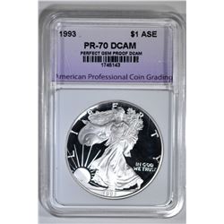 1993 AM SILVER EAGLE APCG PERFECT GEM PROOF DCAM