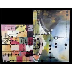Lot #83 - Marvel's Agents of S.H.I.E.L.D. - Pair of Janice Robbins' 'T.A.H.I.T.I.' Paintings